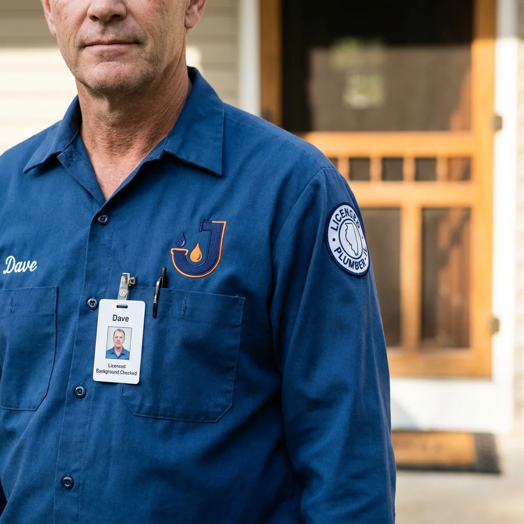 Licensed plumber showing ID badge in Conway, MA