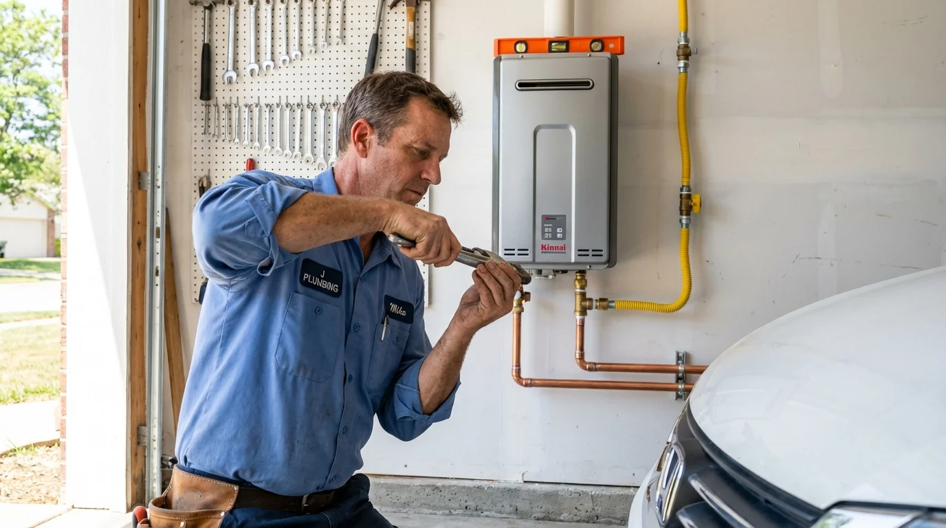 Tankless water heater installation by a Johns Plumbing LLC plumber in Conway